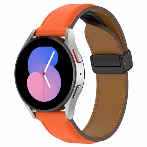 Универсальный кожаный ремешок 20мм, оранжевый 22mm silicone strap for nevowatch pairs 20mm watchband for samsung galaxy watch active 3 active 2 gear s2 for amazfit bip