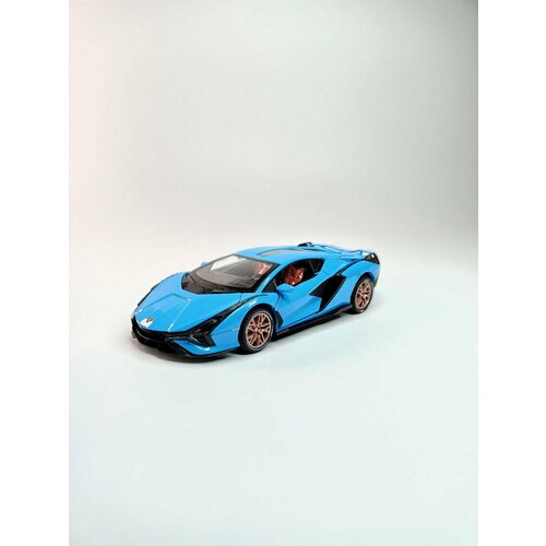Модель автомобиля Lamborghini с дымом коллекционная металлическая игрушка масштаб 1:24 голубой