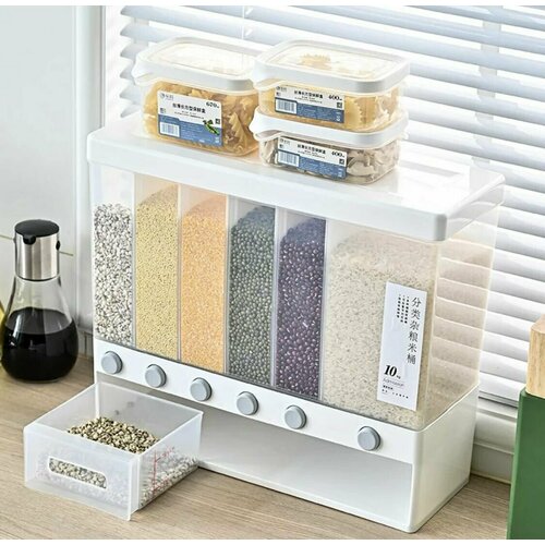 Кухонный диспенсер с дозатором для сыпучих продуктов Емкость для хранения крупп с дозатором баночки для хранения риса гречки различных сыпучих продуктов 1499₽