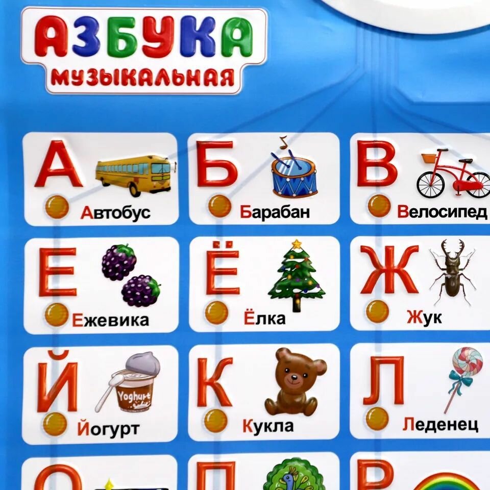 Развивающий плакат с русским алфавитом и цифрами "Говорящая Азбука" / обучающая сенсорная азбука/ плакат с интерактивным алфавитом и цифрами