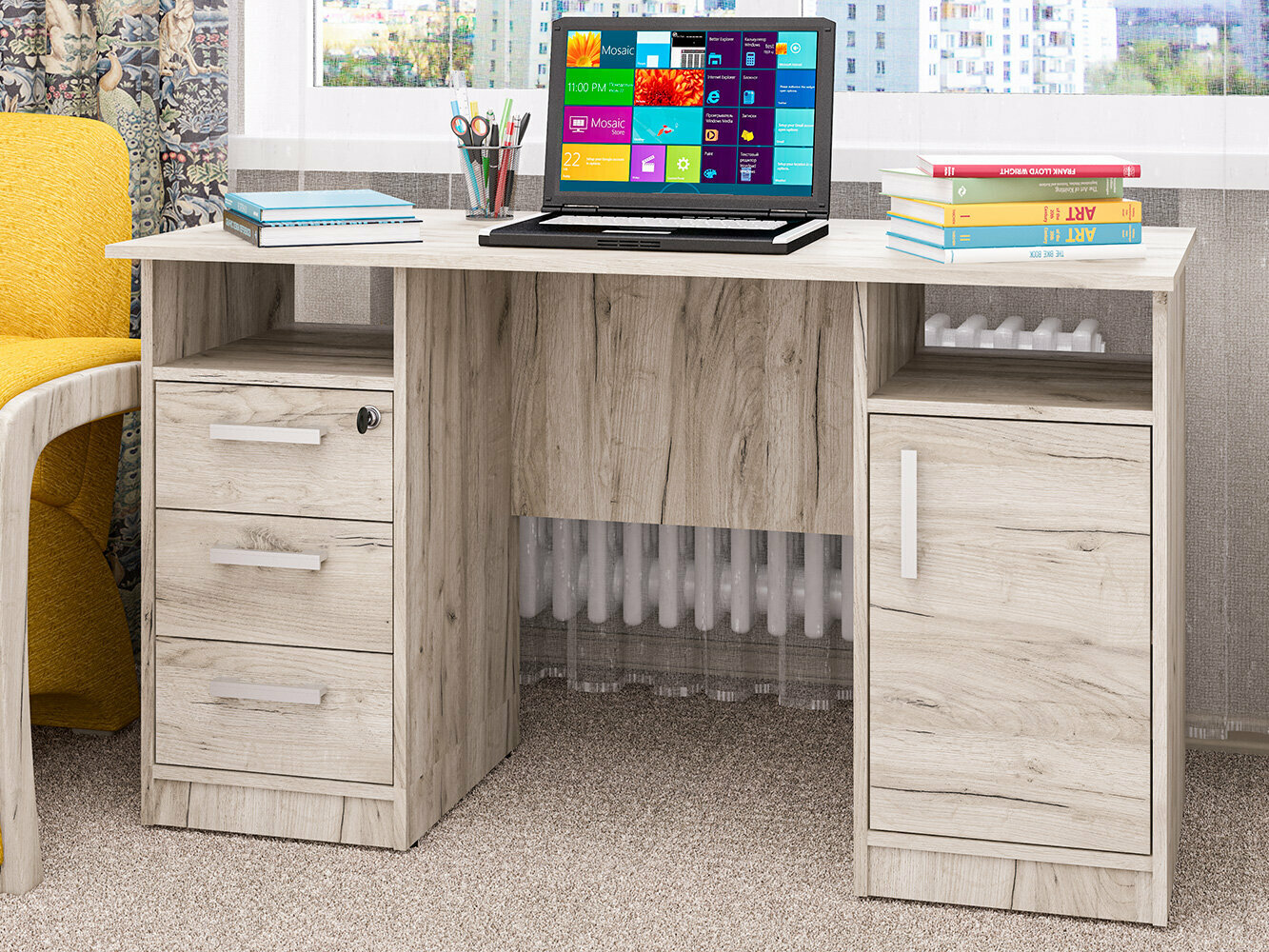 фото Стол письменный двухтумбовый Фронда-4 Крафт серый