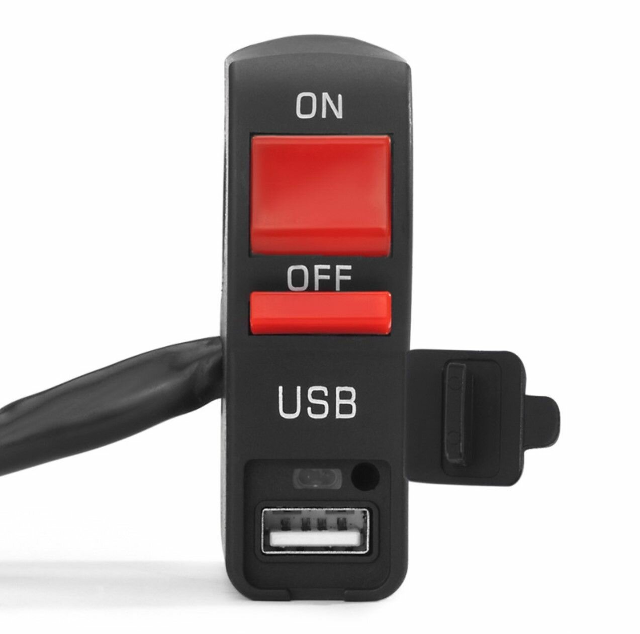 Переключатель кнопка с USB-зарядным устройством на руль мотоцикла для снегохода, скутера, на руле , управление фарами — фото 4