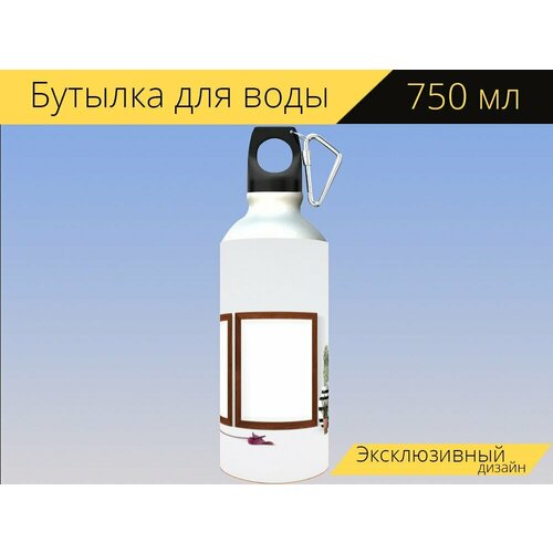 фото Бутылка фляга для воды "рамка, плакат, макет" 750 мл. с карабином и принтом lotsprints