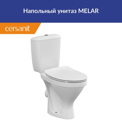 Унитаз напольный компакт ободковый Cersanit Melar с сиденьем 64234 шкаф пенал cersanit melar 35 b sl mel белый