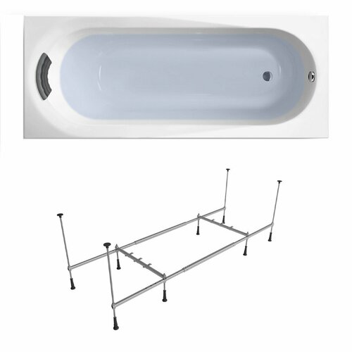 Акриловая ванна 150х70 см Lavinia Boho Biore набор 3 в 1 S1-3501005P: прямоугольная ванна, металлический каркас, подголовник