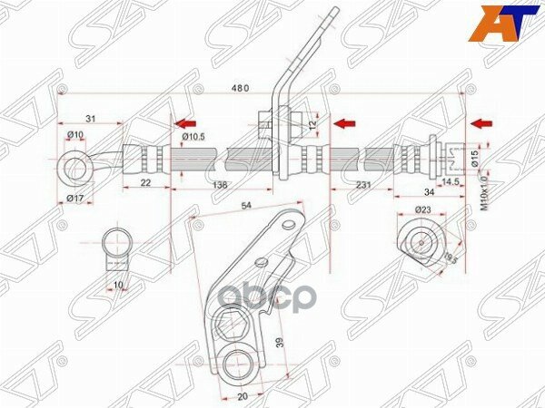 Шланг Тормозной Передний (Таиланд) Honda Accord 02- Lh Sat арт. ST-01465-SDA-A01