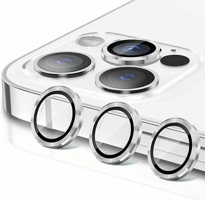 Линзы (стекла) для защиты камеры iPhone 14 Pro / 14 Pro Max Серебриcтые