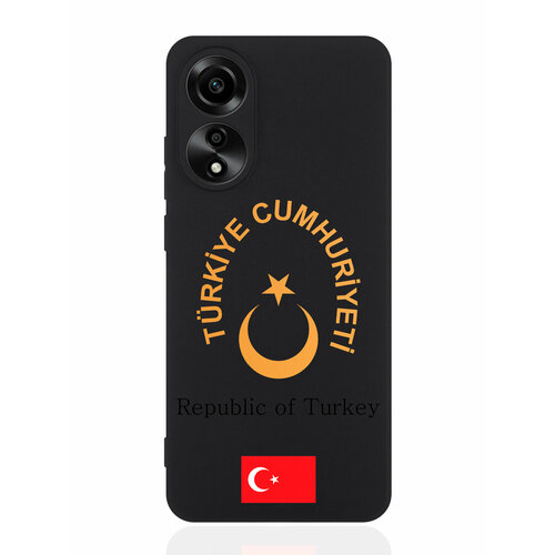 Черный силиконовый чехол SignumCase для Oppo A78 4G Золотой Герб Турции черный силиконовый чехол signumcase для oppo a78 4g герб северной осетии