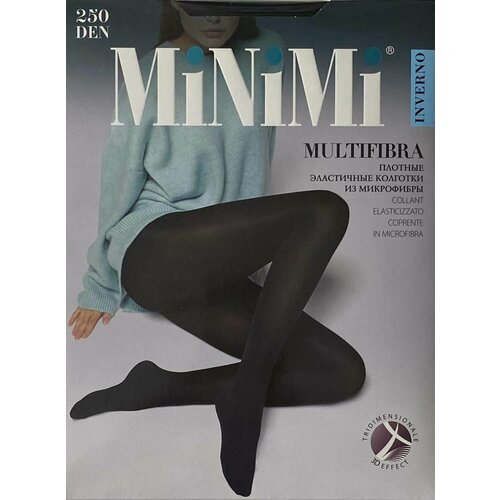 Колготки MiNiMi Multifibra, 250 den, 2 шт., размер 4, черный колготки minimi multifibra 250 den черный