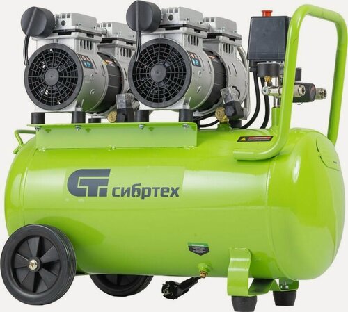 Изображение товара Сибртех : 58007 Компрессор безмаслянный малошумный МБ 2000/50, 2000 Вт, 50л, 300 л/мин/