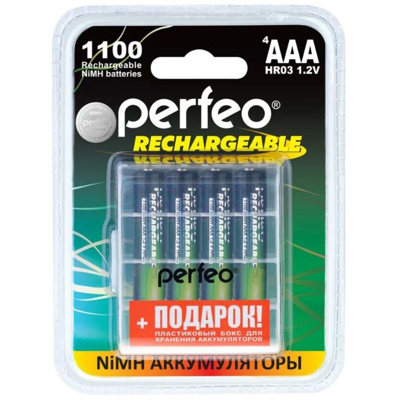 Аккумулятор Perfeo AAA 1100mAh Ni-Mh BL4 Box PFAAA1100/4BL+BOXPL 4шт.