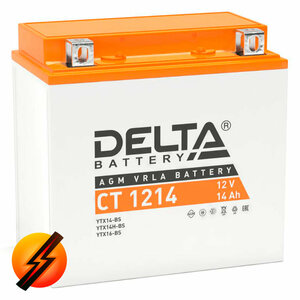 Аккумулятор мотоциклетный Delta CT1214 YTX14-BS 12V 14Ah AGM(залит и готов к применению)