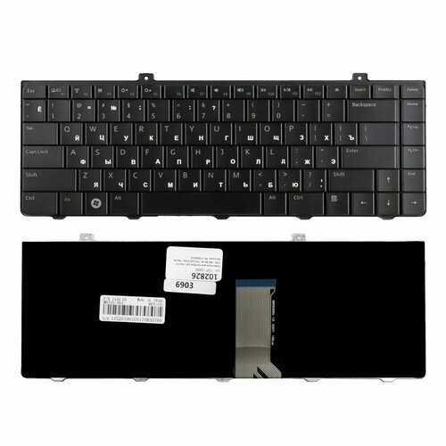 Dell Клавиатура для ноутбука Dell Inspiron 1320, 1440 Series. Плоский Enter. Черная, без рамки. PN: V1008