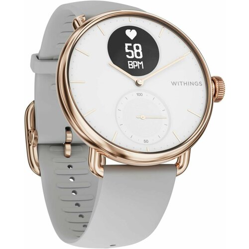 Гибридные умные часы Withings ScanWatch Horizon 38 мм ЭКГ пульсометром и оксиметром розовое золотосерый 7000000₽