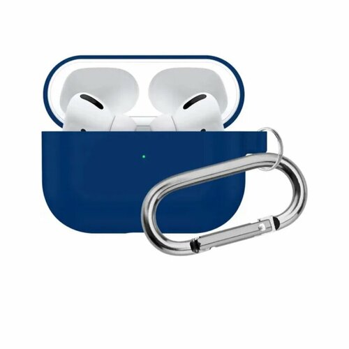 Чехол для наушников Apple AirPods Pro силиконовый с карабином, синий силиконовый чехол для airpods pro с карабином прозрачный