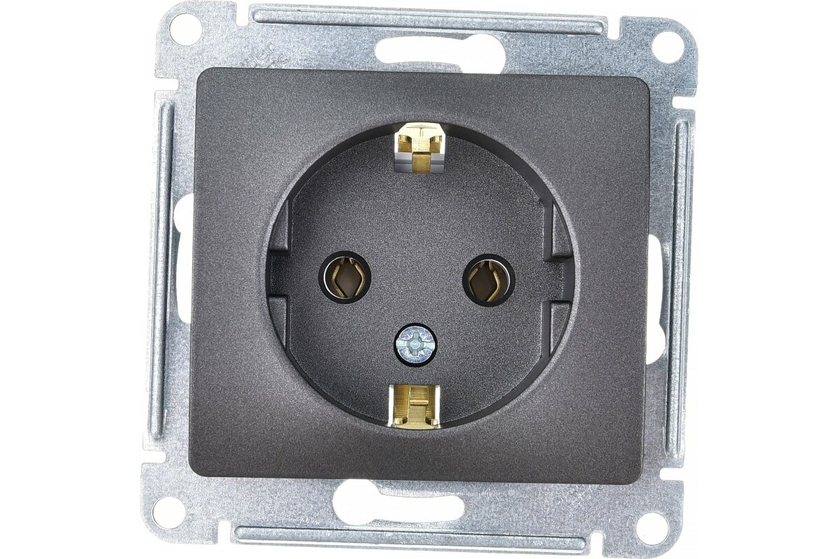 Systeme Electric ( Schneider Electric) Механизм розетки 1-м СП Glossa 16А IP20 250В с заземл. графит GSL001343