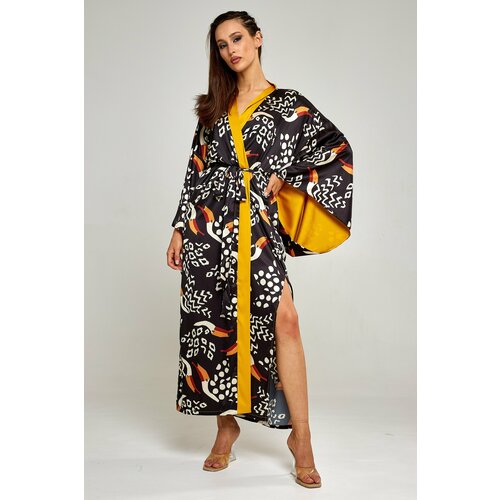 фото Халат alza, размер 42-48, черный, желтый