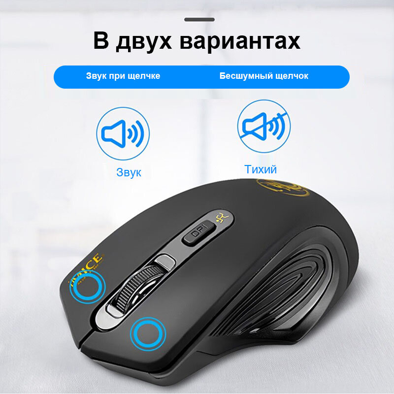 Беспроводная компьютерная мышь imice, бесшумная эргономичная оптическая мышь с разрешением 2000 точек/дюйм для ПК и ноутбуков — фото 2
