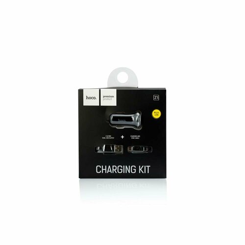 АЗУ HOCO с кабелем Micro USB (Z1) черный dual usb charger 2 way car cigarette lighter socket splitter adapter dc 5v 3 1a 5v 3 1a dual usb car charger