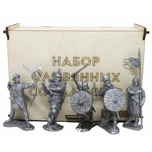 Викинги №2НВ (5 н/к) набор оловянных солдатиков некрашеных в фанерной коробке