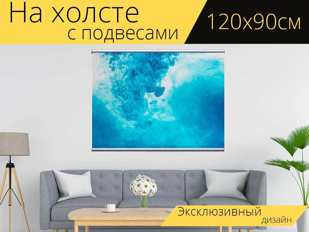 Картина на холсте "Краски, вода, текстура" с подвесами 120х90 см. для интерьера
