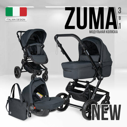 фото Коляска 3 в 1 для новорожденных farfello zuma trio comfort, новый черный