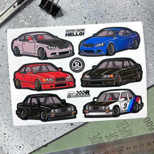 фото Наклейки с машинками, стикерпак bmw / resource stickers