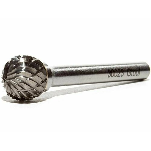 Борфреза твердосплавная GTOOL по сталям, чугуну и цветным металлам, форма D (сфера), 12х10х6х51 мм