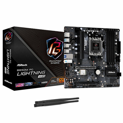 ASRock B650M PG LIGHTNING WIFI Socket AM5 AMD B650 4xDDR5-5200 HDMIDP 2xPCI-Ex16 4xSATA3RAID 0110 3xM2 8 Ch Audio 1x25GLan WiFi 44xUSB20 34xUSB32 11xUSB32 Type-C mATX RTL B650M PG LIGHTNING WIFI 1859000₽