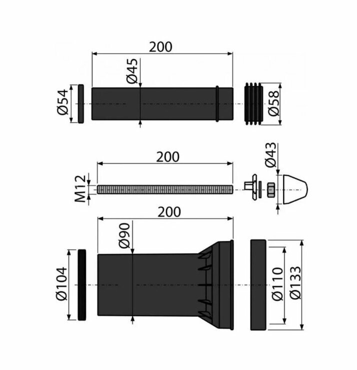 Комплект подключения унитаза к инсталляции Alcadrain M900