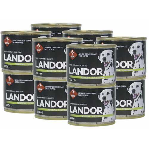 LANDOR для взрослых собак всех пород с перепелкой и потрошками (200 гр х 12 шт) landor landor влажный корм для взрослых собак всех пород с ягненоком и брусникой в консервах 200 г