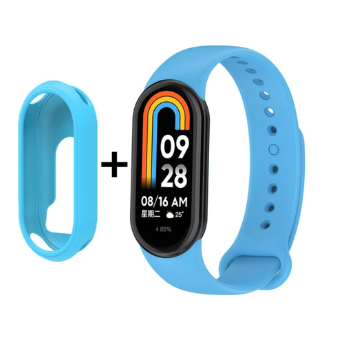 Ремешок для Xiaomi Mi Band 8 силиконовый голубой