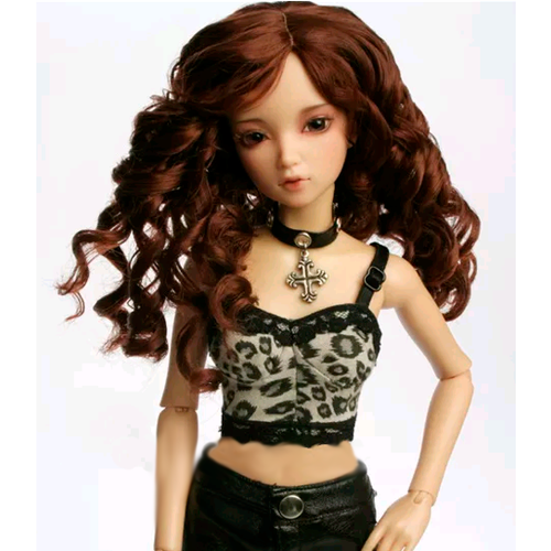 Парик Iplehouse IHW_S059 (Длинный парик с крупными локонами каштановый размер 17-20 см для кукол Иплхаус)