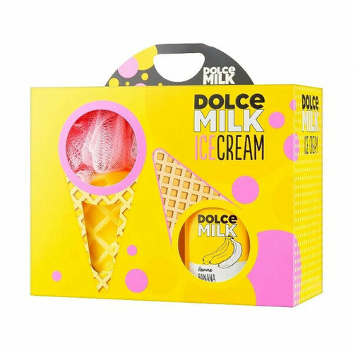 Подарочный набор Dolce Milk гель для душа Ханна Банана 300 мл мочалка мороженое dolce milk набор сладкий смузи гель для душа 4x100мл косметичка