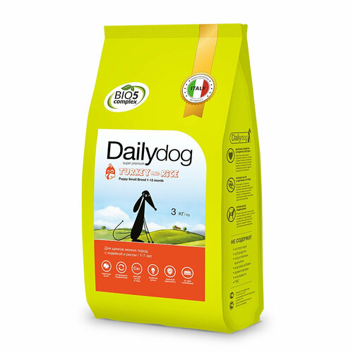 DailyDog Для щенков мелких пород с индейкой и рисом 312ДД3, 3 кг, 57949 (1 шт)