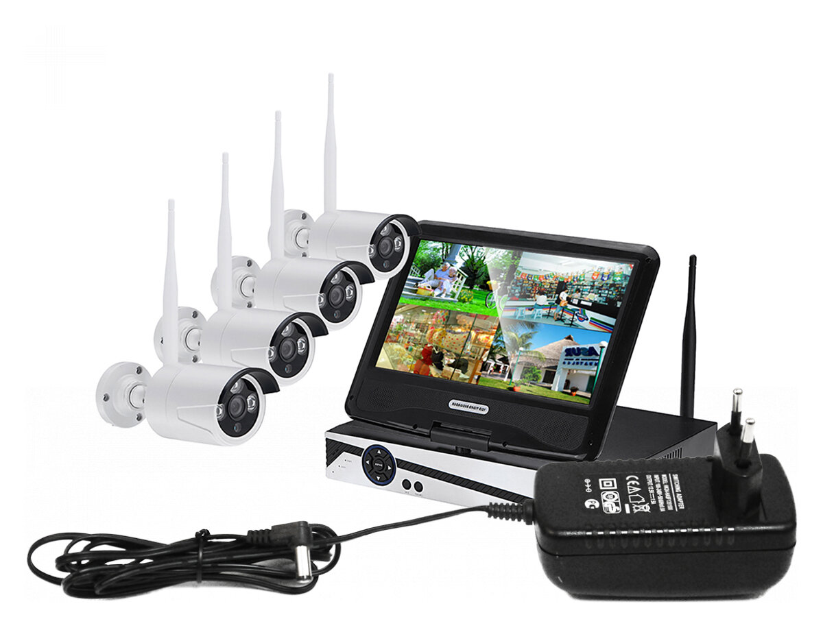 Беспроводной комплект видеонаблюдения на 4 камеры 5MP с монитором Квадро Вижион Оптимус Стрит - 5.0R (Люкс) (F9068EU) видеонаблюдение с записью