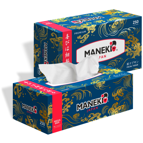 Maneki Ocean Салфетки-выдергушки двухслойные бумажные гладкие белые 250 шт салфетки в коробке inshiro silkflower 2 х сл белые 250 шт