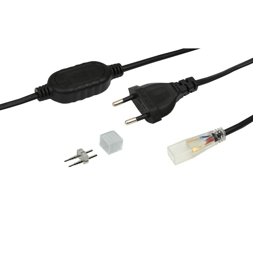 Сетевой шнур с коннектором и заглушкой NEON-NIGHT для светодиодных ленты 220 В 7,5x20 мм до 50 м