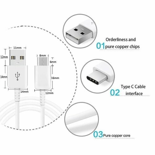 USB кабель для Samsung N970 (Note 10) AAA белый 100 см белый задняя крышка для samsung n970 galaxy note 10 красный aaa