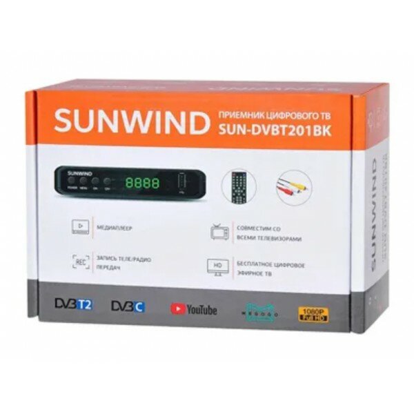 Ресивер DVB-T2 SUNWIND SUN-DVBT201BK черный