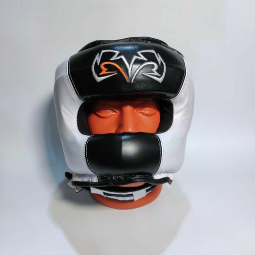 Шлем для бокса RIVAL Boxing с бампером, кожа (L , белочерный)