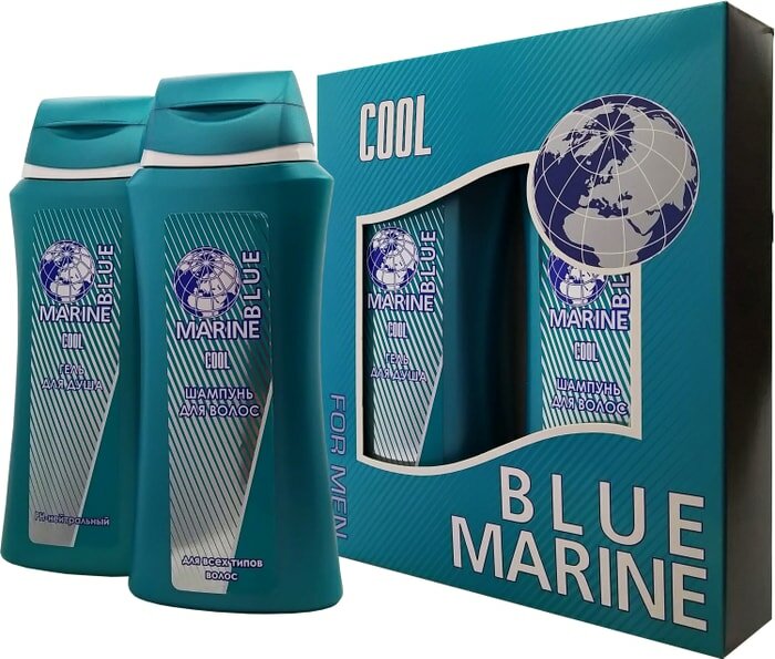 Набор подарочный Blue Marine Cool для мужчин Шампунь для волос 250мл + Гель для душа 250мл