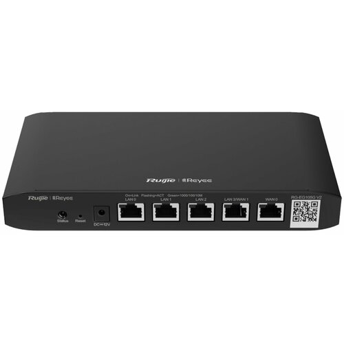 Reyee 5-Port Gigabit Cloud Managed router, 5 Gigabit Ethernet connection Ports, support up to 2 WANs, 100 concurrent users, 600Mbps. reyee 5 port gigabit cloud managed router 5 gigabit ethernet connection ports including 4 poe poe ports with 54w poe power budget support up to 2