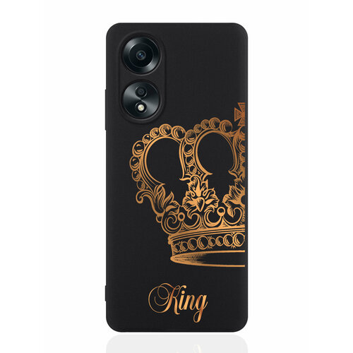 Чехол для смартфона Oppo A58 4G черный силиконовый Парный чехол корона King чехол для смартфона honor 90 lite черный силиконовый парный чехол корона king