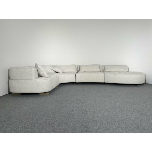 Диван угловой левый 5-ти местный Orix Grande/массив, ткань/серый/365х446х70 см