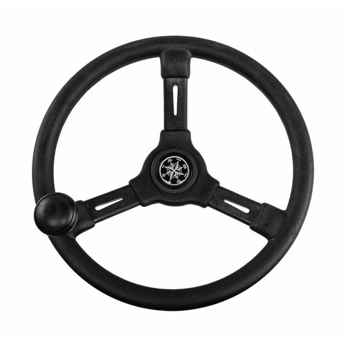 фото Рулевое колесо riviera черный обод и спицы д. 350 мм со спинером нет бренда