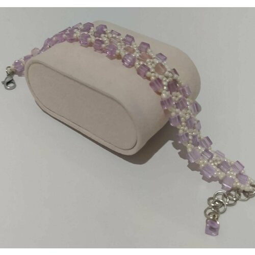 фото Браслет, стекло, металл, розовый fsb1