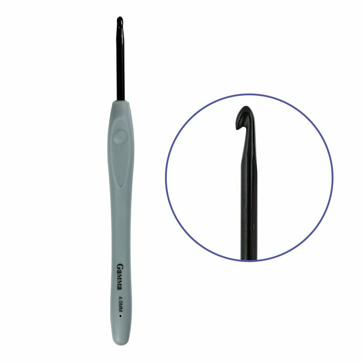 Крючок для вязания "Gamma" RH-BL с прорезин. ручкой алюминий d 4.0 мм 16 см