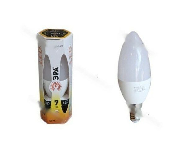 Лампа светодиодная эра led smd b35-7w-827-e14 теплый белый свет