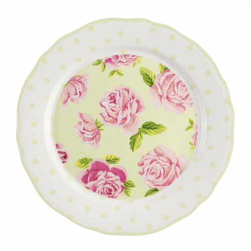 Интерьерная настенная тарелка "Винтажные розы". Фаянс, деколь. Jane Adams, Китай, конец ХХ века.